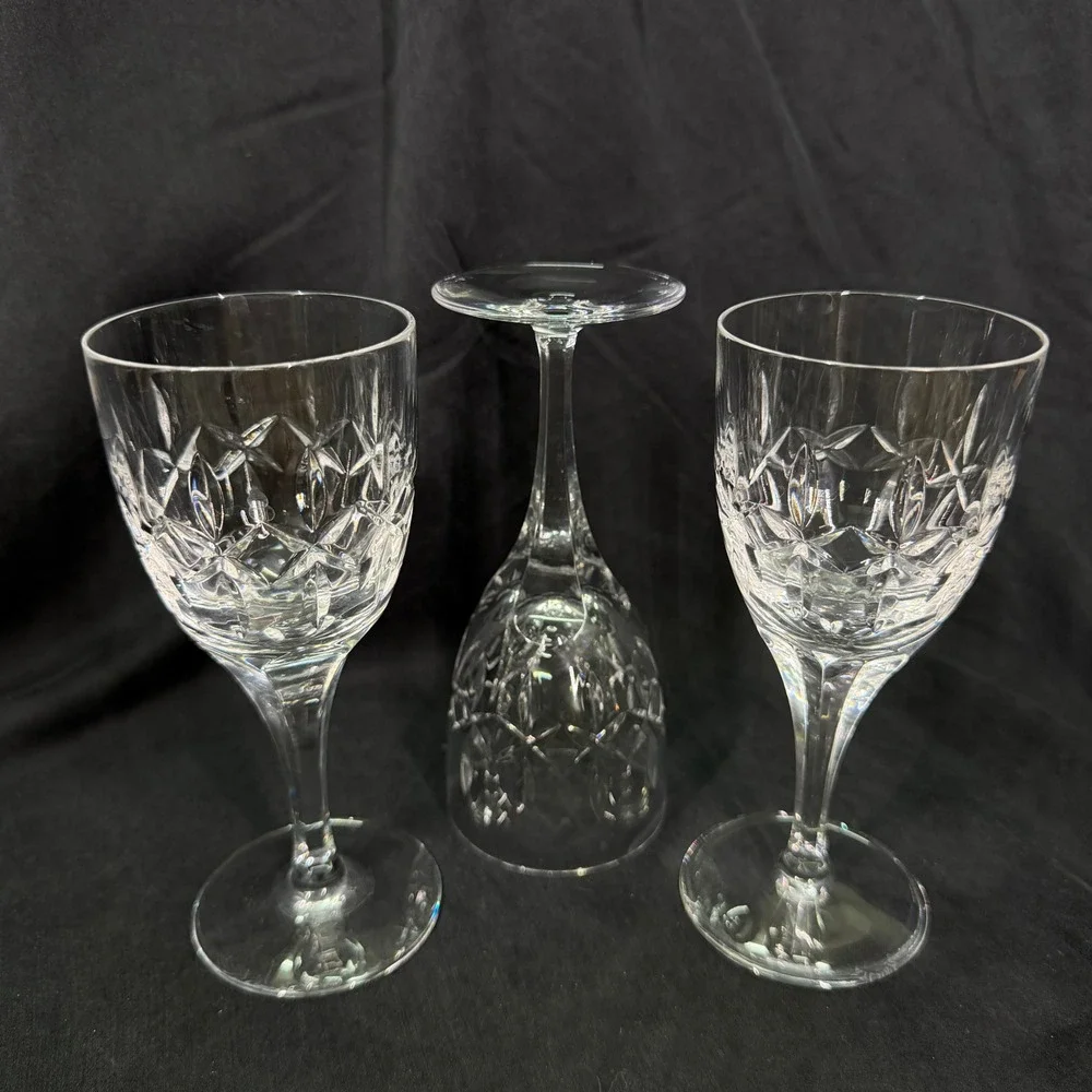 Atlantis Crystal Chartres Wine Glasses Set of 3 Cut Lead Crystal Portugal 6.75in
